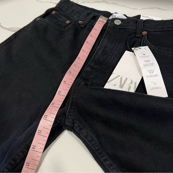 Zara Women's NWT straight leg high rise size 4 black jeans button fly Cotton - Picture 12 of 16